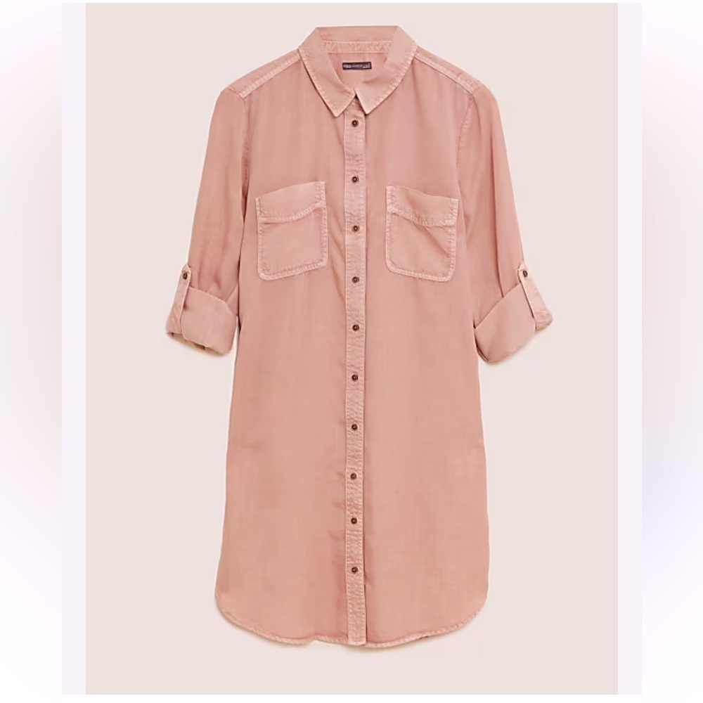 M&S COLLECTION
Lyocell Knee Length Relaxed Shirt Dress Dusty Prink Mauve US 6